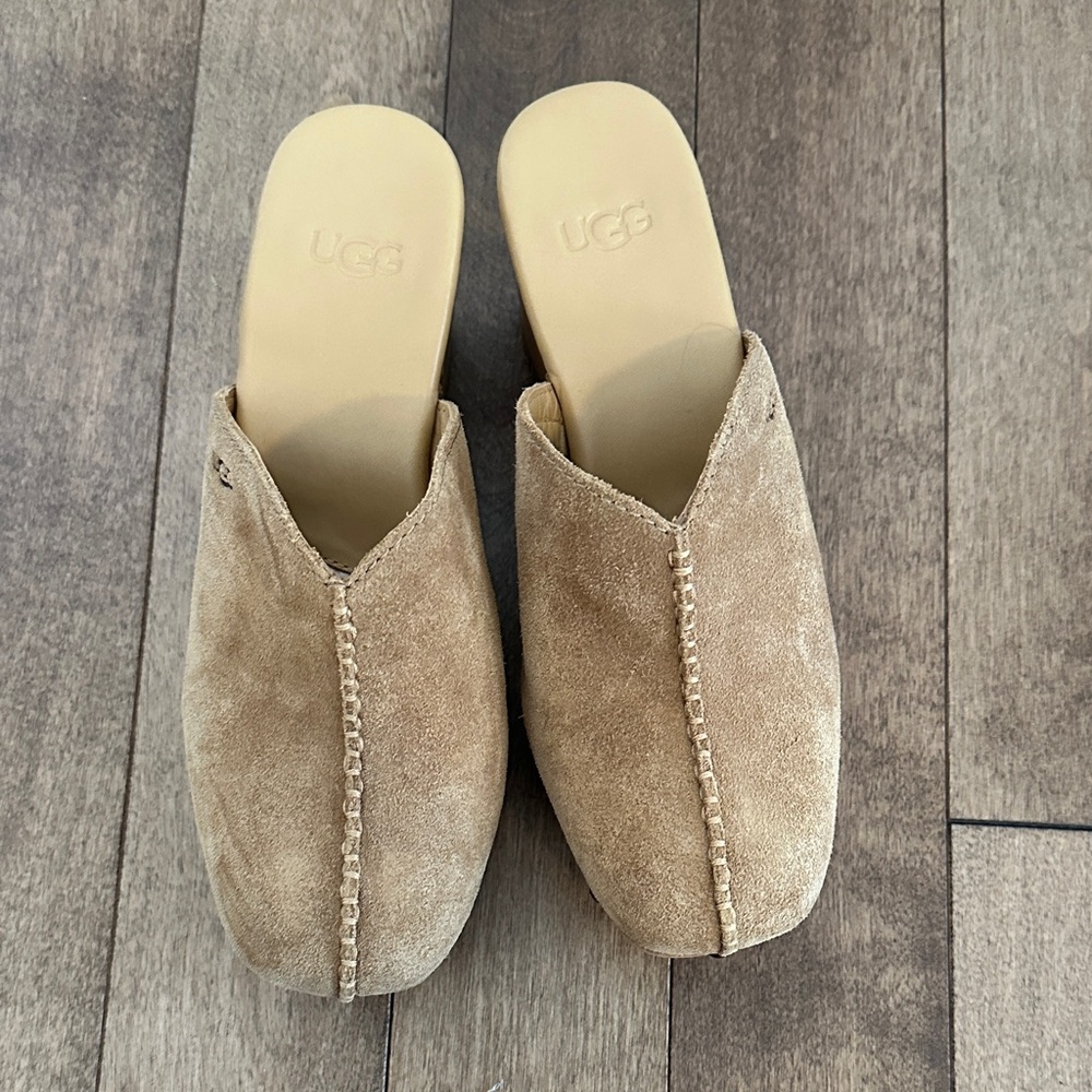 UGG Women's Beige Suede Mules